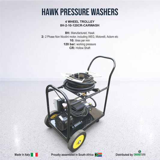 Hawk 2 Phase Pressure Washer - 4 Wheel Trolley Unit