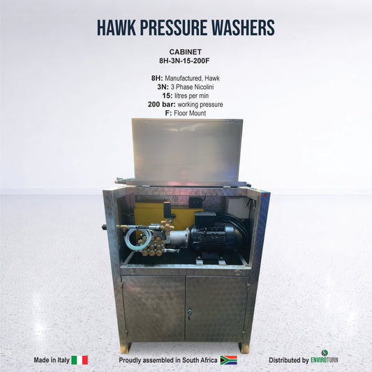 Hawk 3 Phase Pressure Washer - Floor Mount Cabinet