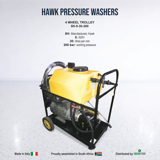 Hawk 525V Electric Pressure Washer - 4 Wheel Unit